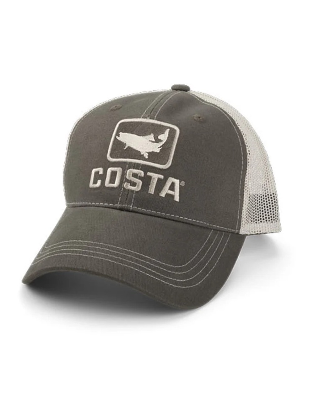 Costa Olive Green and White Mesh Trucker Hat